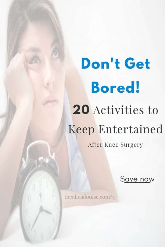 Just have knee surgery and you are looking for things to do while recovering?
Don't Get Bored, 20 Activities to Keep Entertained After Knee Surgery.